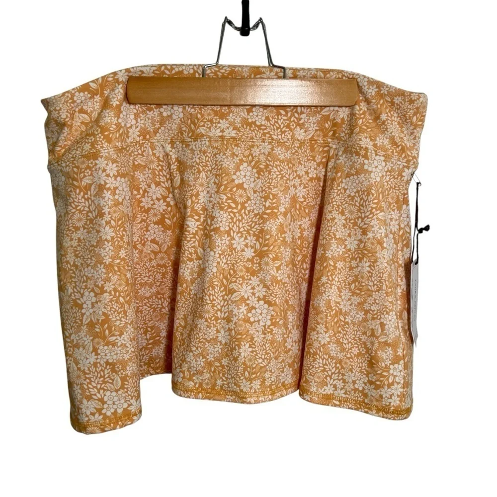 Laura Ashley Women's Size XL Athletic Skort Yellow White Floral Pockets UPF 50